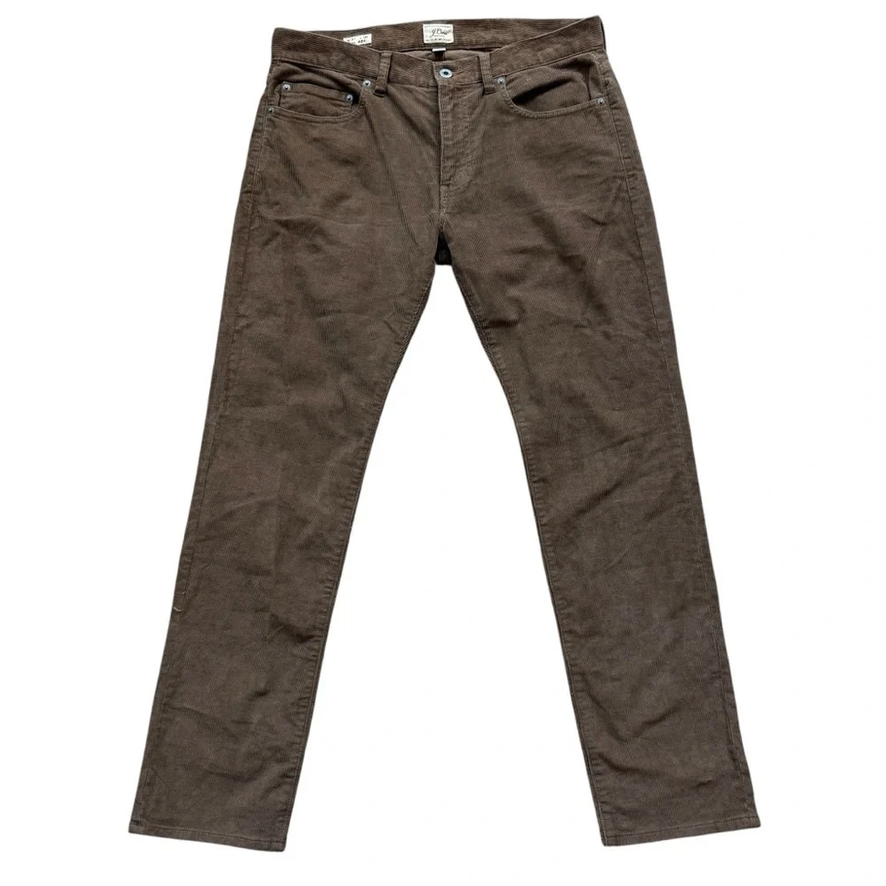 J.Crew Men's 484 Slim-Fit 5-Pocket Corduroy Pants Brown W31 L30 Casual Stretch